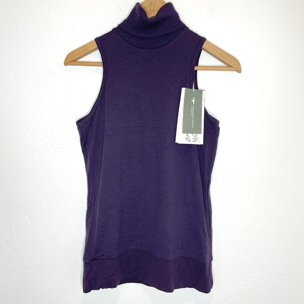Untouched World Merino Wool Dusky Vest Top 10 Small Plum Sleeveless Turtleneck
